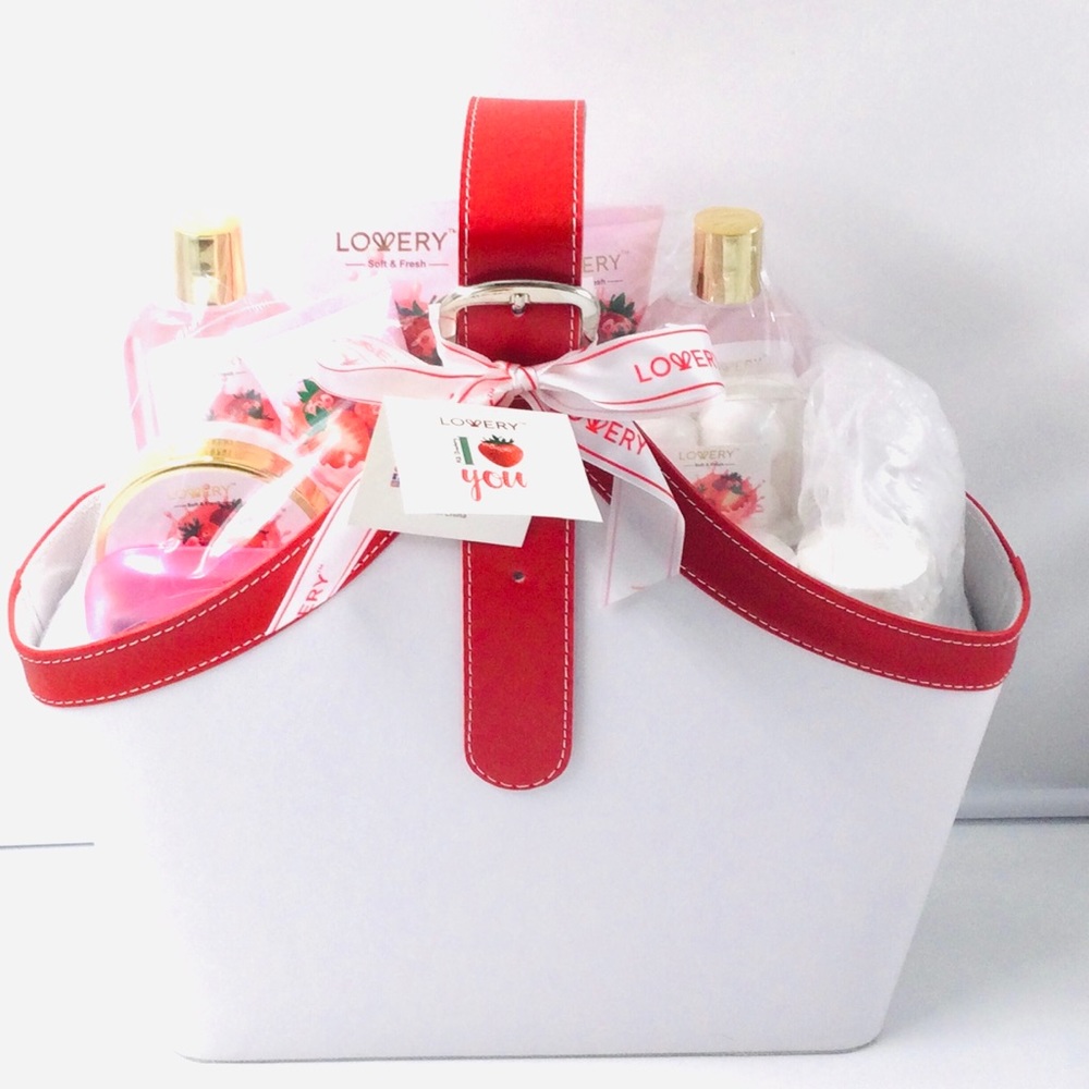 NEW: Gift Set 25 Pieces/Genuine Leather TOTE/MILK STRAWBERRY/JUMBO SET